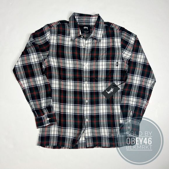 New Stussy Standard Plaid Flannel Shirt Button Up Size S - Picture 1 of 6